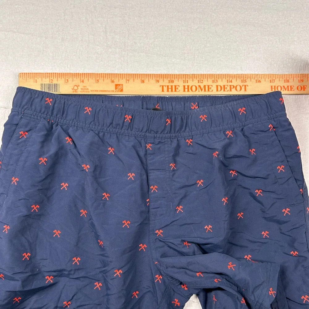 The North Face Shorts Mens L Pickaxe Print Class V Lined Trunks Navy Red Climber